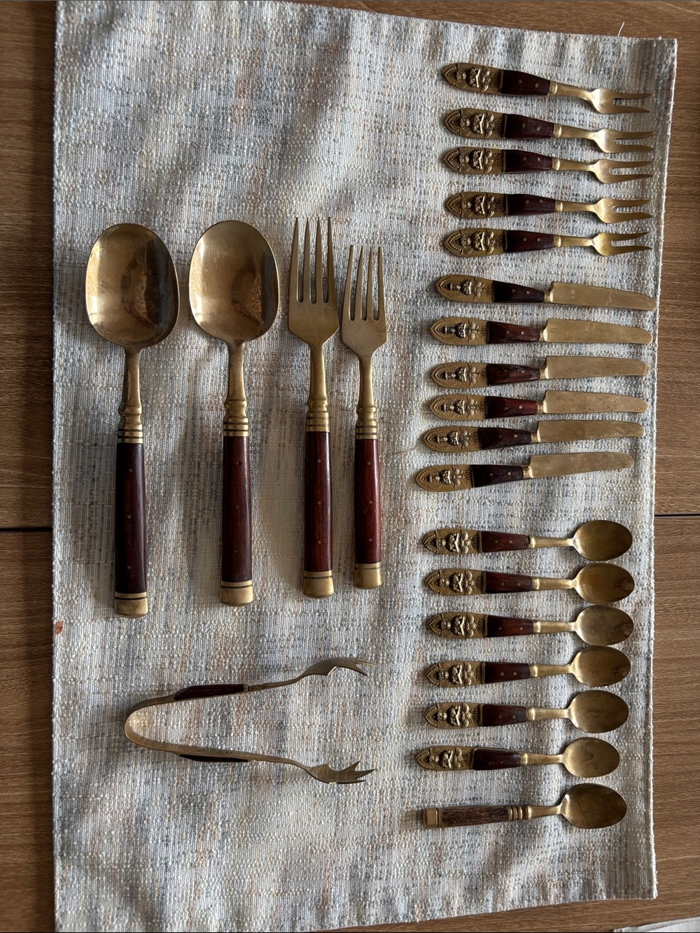 Vintage st of Thailand nickel bronze appetizer utensils
